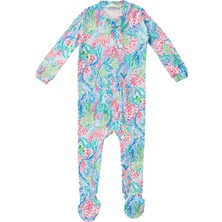 Lilly Pulitzer Mermaid Cove Organik Pamuklu Ayaklı Fermuarlı Bebek Tulum