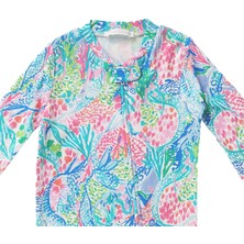 Lilly Pulitzer Mermaid Cove Organik Pamuklu Ayaklı Fermuarlı Bebek Tulum