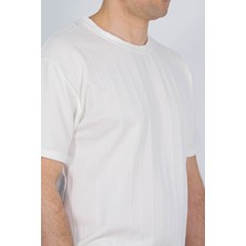 Velvarde Bisiklet Yaka Çizgili Tshirt BEYAZ(1818)