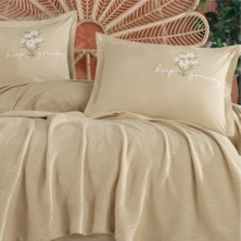Butik Çift Kişilik Nakış Detaylı Pike Takımı Etta