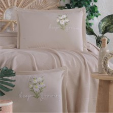 Butik Çift Kişilik Nakış Detaylı Pike Takımı Etta V5 Taş Rengi
