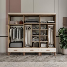 Arel 6 Kapaklı Mdf Çekmeceli Gardırop