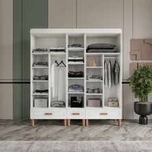 Arel 6 Kapaklı Mdf Çekmeceli Gardırop