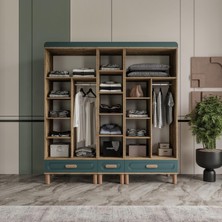 Arel 6 Kapaklı Mdf Çekmeceli Gardırop