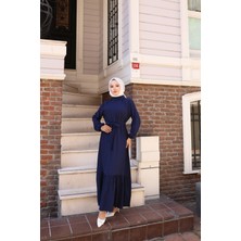 Lara Kumaş Bağlamalı Elbise - Lacivert / E0124