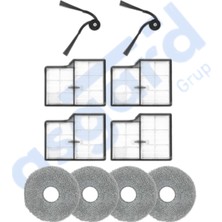 Asgard Grup Roborock Saros 10- Saros 10r Uyumlu 2 Yan Fırça 4 Filtre 4 Mop