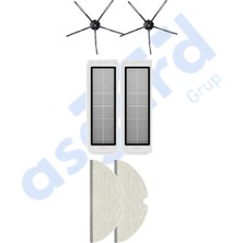 Asgard Grup Roborock  S50 – S55 –s5 Max – S6 – S6 Maxv Uyumlu 2 Yan Fırça 2 Filtre 2 Mop