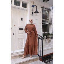 Lara Kumaş Bağlamalı Elbise - Taba / E0124