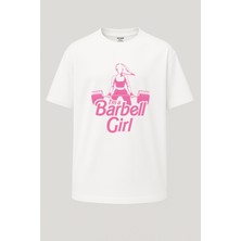 Nirvoda Oversize Barbell Girl Fitness Gym Pembe Kız  Baskılı Tişört