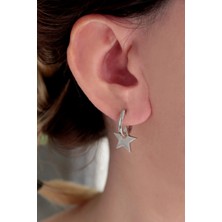 Taşsız Gümüş Yıldız Küpe