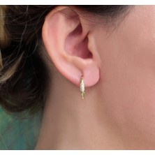 Zirkon Taşlı Gold Halka Küpe