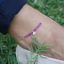 Rose Zirkon Taşlı Fil Figürlü Ametist Taşlı Halhal