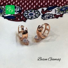 Zirkon Iki Taş Sallantılı Rose Halka Küpe