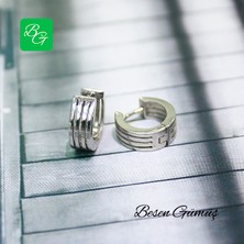 Üç Çizgili Taşsız Halka Küpe