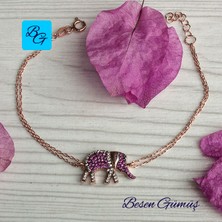Rose Pembe Zirkon Taşlı Fil Bileklik