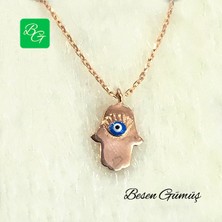 Rose Mineli Nazar Boncuklu Fatmanın Eli Kolye