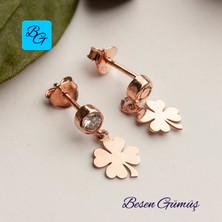 Tek Taş Ucunda Yonca Sallantılı Küpe