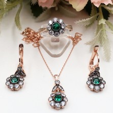 Yeşil Taşlı Papatya Model Set