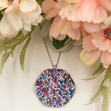 Çok Renkli Taşlı Dalgalı Yuvarlak Kolye
