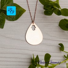 Fatmanın Eli Figürlü Damla Plaka Kolye