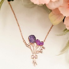 Love Aşk Pembe Kalp Balon Buket Kolye