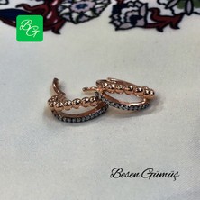 Zirkon Taşlı Rose Siyah Toplu Halka Küpe