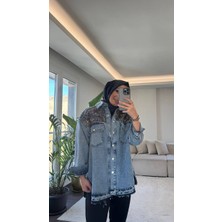 5295- Rahat Şık Işlemeli Kadın Kot Ceket