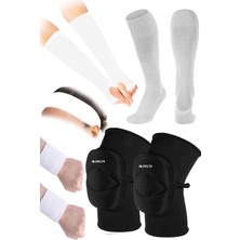 Voleybol Spor Seti - Dizlik, Elik, Saç Bandı, Bilek Havlusu ve Uzun Çorap ile Tam Takım