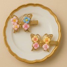 Çiçek Detaylı Kelebek Pens Toka