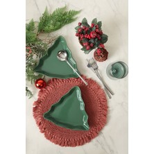 Keramika Yeşil Çam Kayık Tabak 22 cm 2 Adet 308
