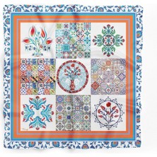 Kadın Mavi Desenli Fular Bandana