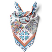 Kadın Mavi Desenli Fular Bandana