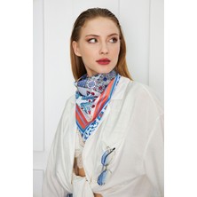 Kadın Mavi Desenli Fular Bandana