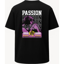 Nirvoda Oversize Passion Tutkulu Heykel Baskılı Unisex Tişört Siyah