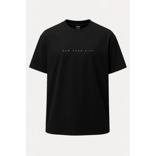 Nirvoda Oversize New York City Çiçek Baskılı Unisex Tişört