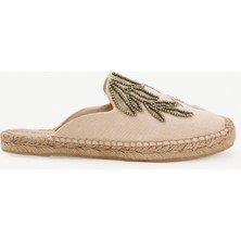 Yaprak Desenli Espadril Terlik