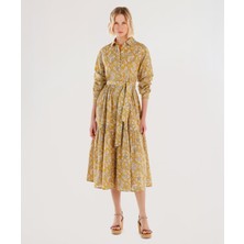 Kemerli Uzun Kollu Gömlek Elbise