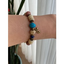 El Yapımı Etnik Bohem Oyma Kemik Taşlı Bileklik