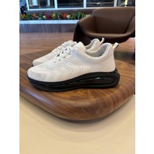 1078 Beyaz Hakiki Deri Erkek Sneakers - Erkek Spor Ayakkabı