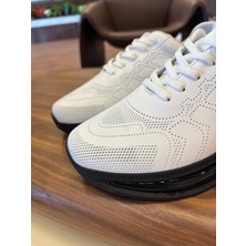 1078 Beyaz Hakiki Deri Erkek Sneakers - Erkek Spor Ayakkabı