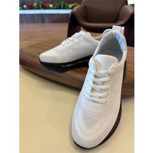 1078 Beyaz Hakiki Deri Erkek Sneakers - Erkek Spor Ayakkabı