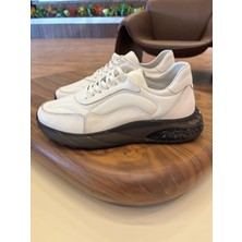 1042 Beyaz Cilt Hakiki Deri Erkek Sneakers - Erkek Spor Ayakkabı