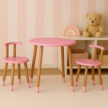 Ahşap Montessori Çocuk Oyun Etkinlik Çalışma Masası ve Aktivite Masası 2 Sandalye 1 Masa