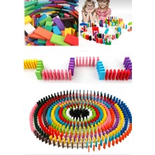 Ahşap Domino Taşları 100 Parça Renkli Eğitici Oyuncak Domino