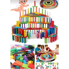 Ahşap Domino Taşları 100 Parça Renkli Eğitici Oyuncak Domino
