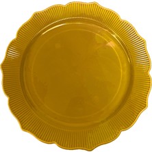 Dayanıklı Mika Plastik Tabak - Tek Kullanımlık, Şık ve Hijyenik Sunum - Altın - 6 Adetlik 3 Paket