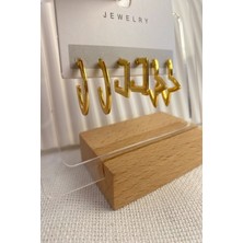 Kadın Küpe 6'lı Yuvarlak Kare Yıldız Model Küpe