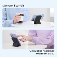 Woyax By Deji Magsafe Powerbank 10000 mAh Standlı Hızlı Taşınabilir Şarj Cihazı Batarya iPhone 11 12 13 14 15 16 Android Siyah