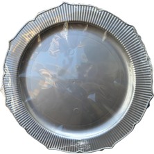 Gümüş Mika Plastik Parti Tabak 26 cm – Dayanıklı, Şık ve Tek Kullanımlık Sunum - 6 Adetlik Paket