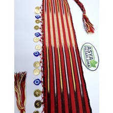 Asya Pazarlama Örgülü Nazar Boncuklu ve Liralı Keşan, Fular, Şal, Atkı, Saç Bandı, Bandana